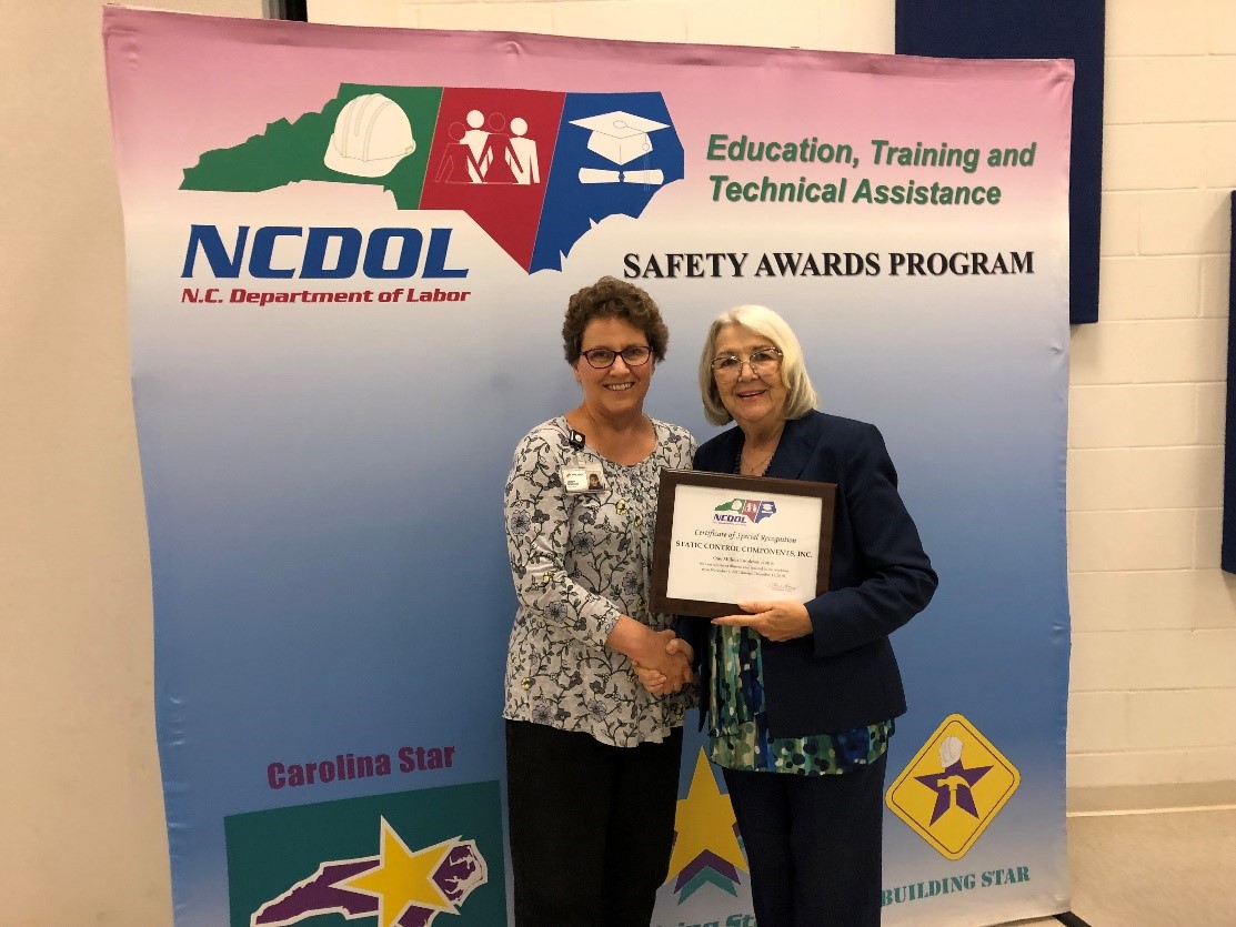 SCC honoured by NC Department of Labor