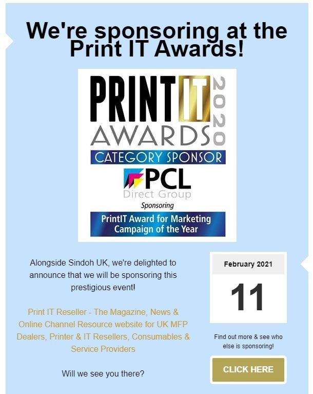 PCL sponsor Print IT awards