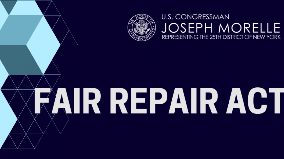 ETIRA supports U.S. Congressman Joe Morelle’s Fair Repair Act